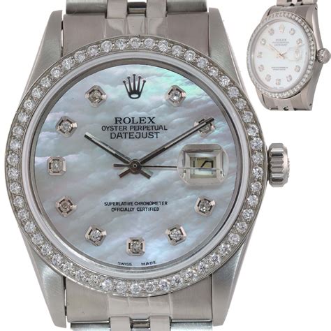 rolex datejust white gold diamond bezel|rolex datejust diamond bezel aftermarket.